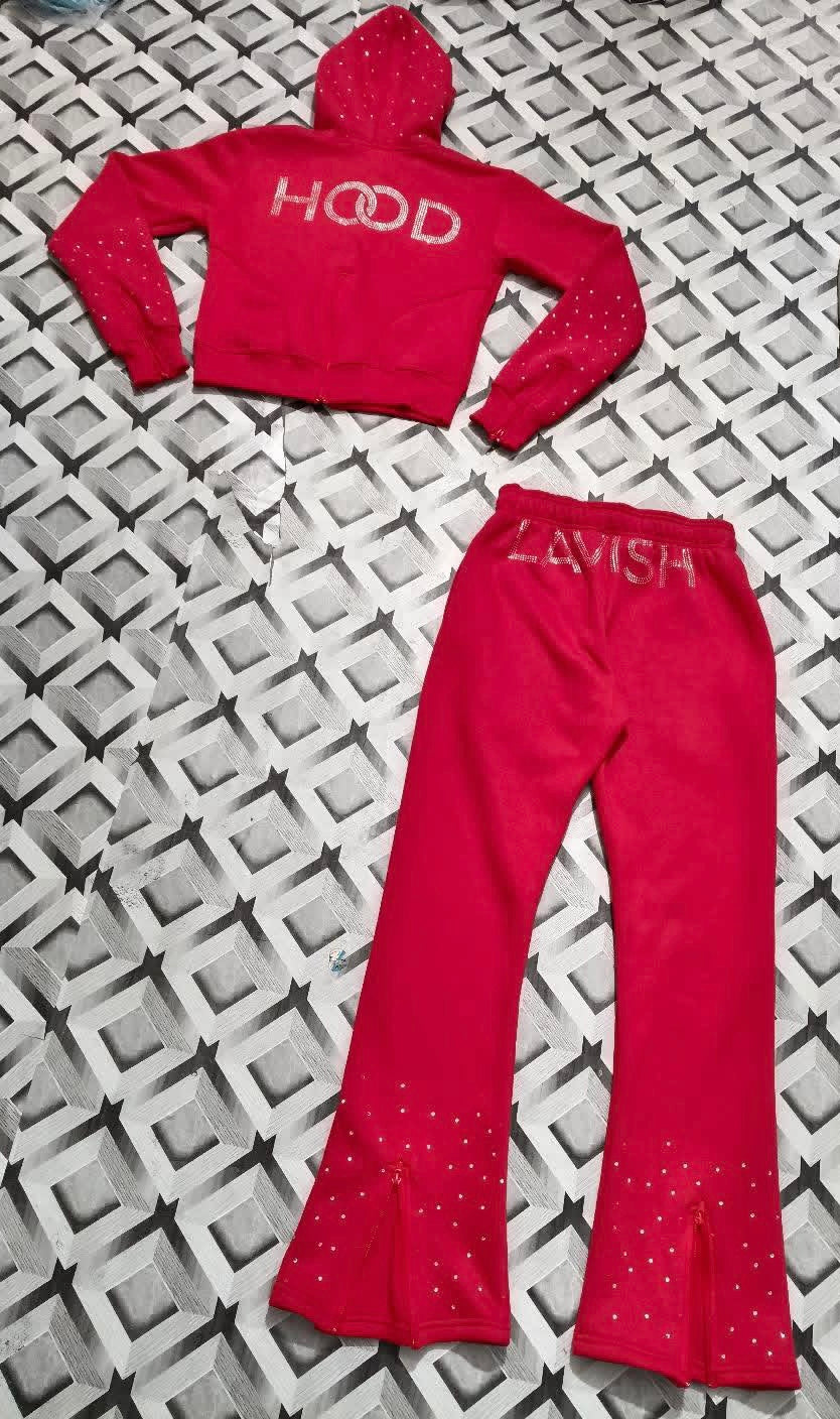 “Sexy Red” Women’s Crop Top Jogging Suit