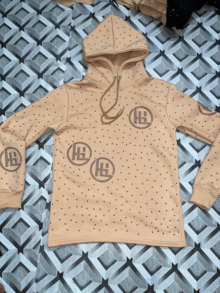 Black/Nude Embroidered Black Diamond Jogging Suit