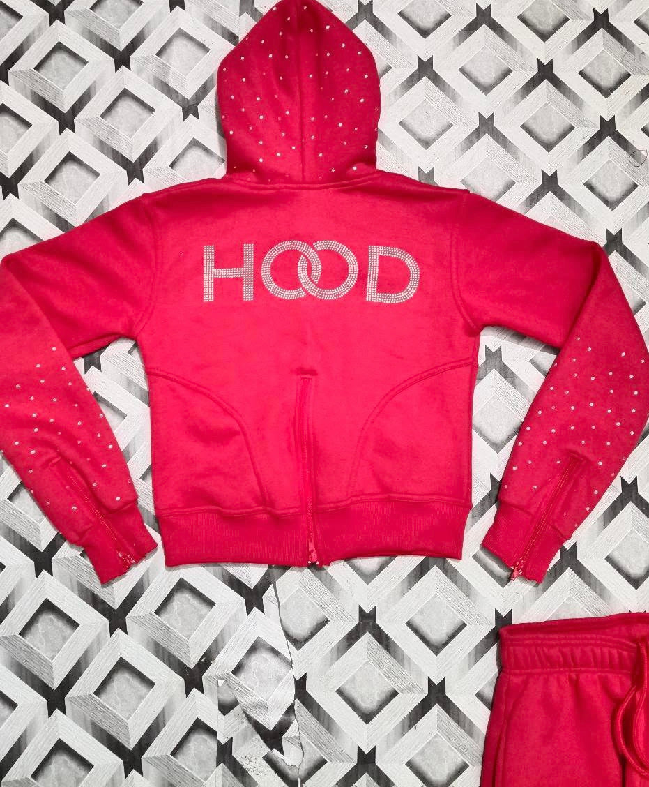 “Sexy Red” Women’s Crop Top Jogging Suit