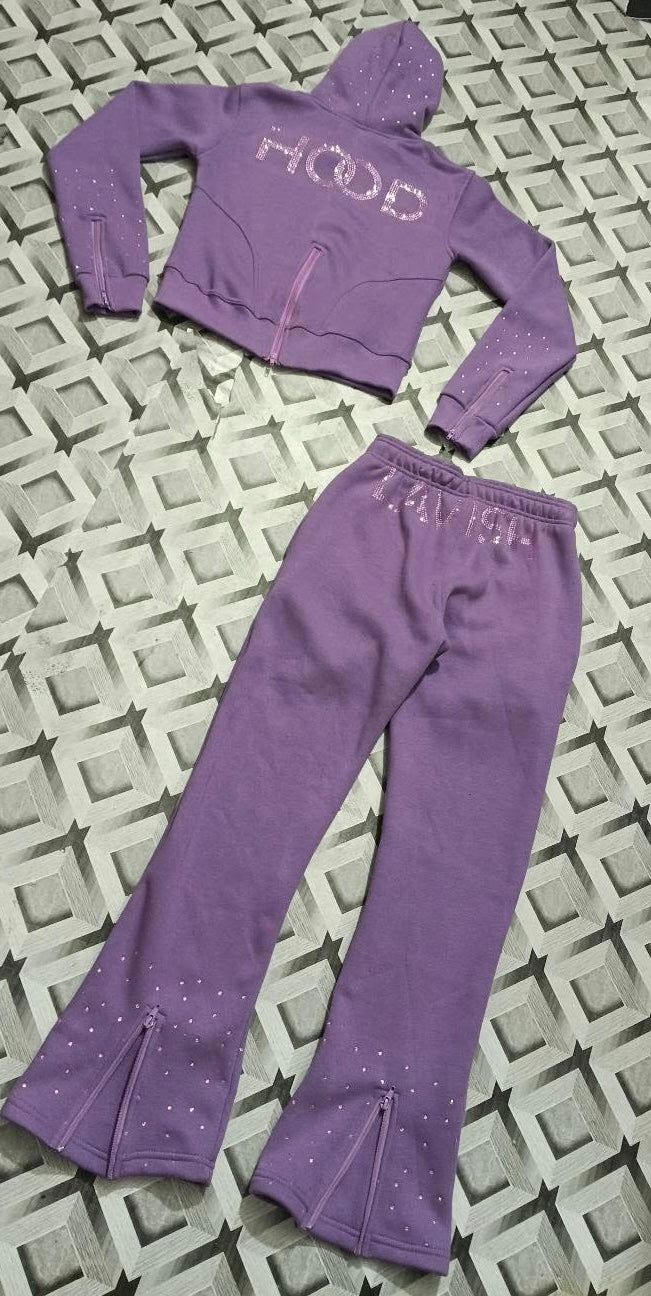 “Soft Lavender” Women’s Crop Top Jogging Suit