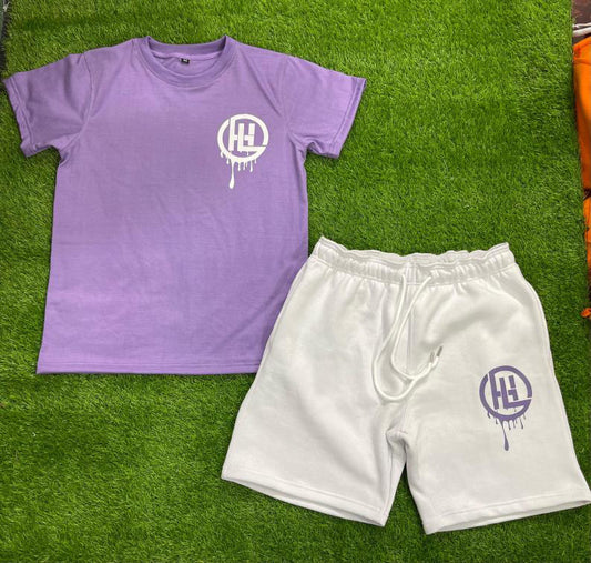 Men’s Lavender/white Short set