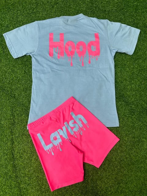 Bubble Gum Blue / Pink Biker Set