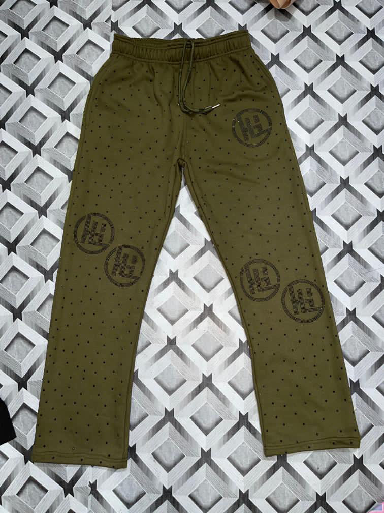 Olive/Black Embroidered Black Diamond Jogging Suit