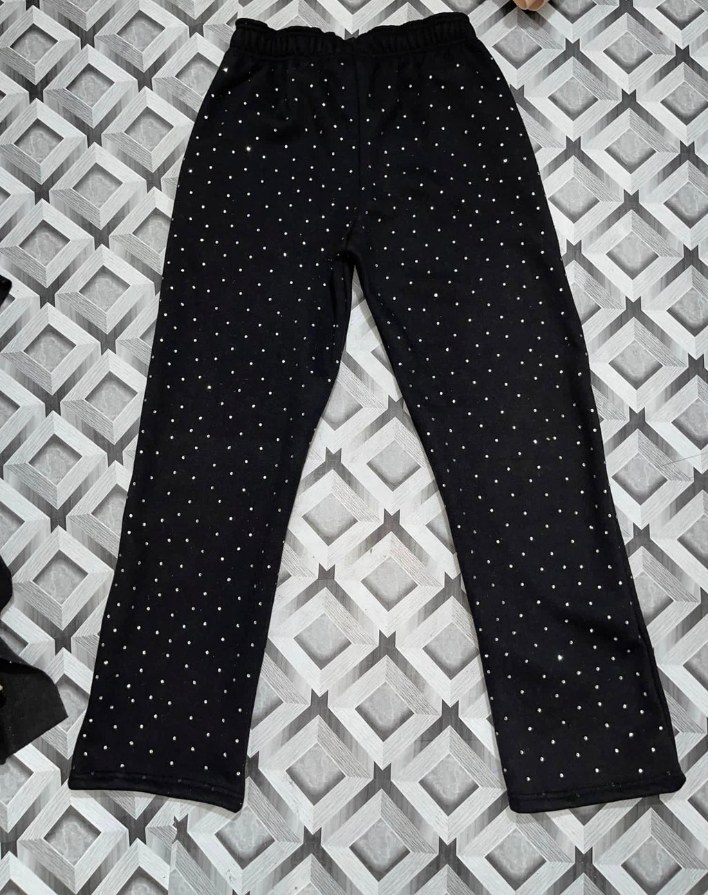 Black/Silver Embroidered White Diamond Jogging Suit