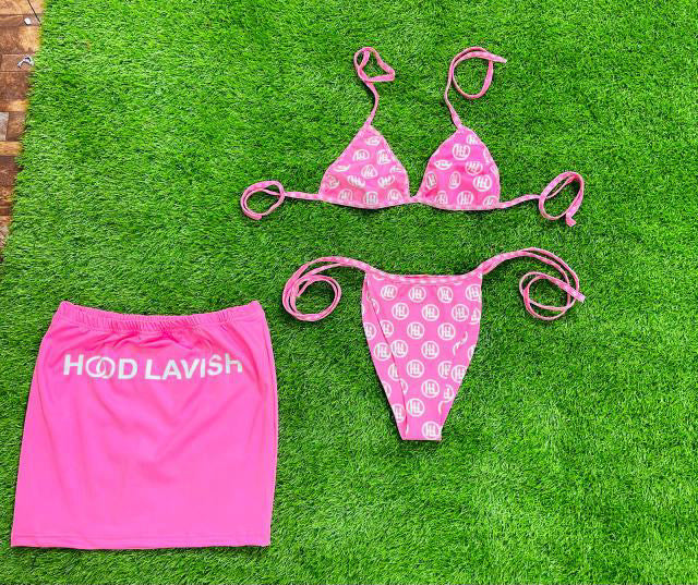 Pink Ladies 3 Piece Swim Suit