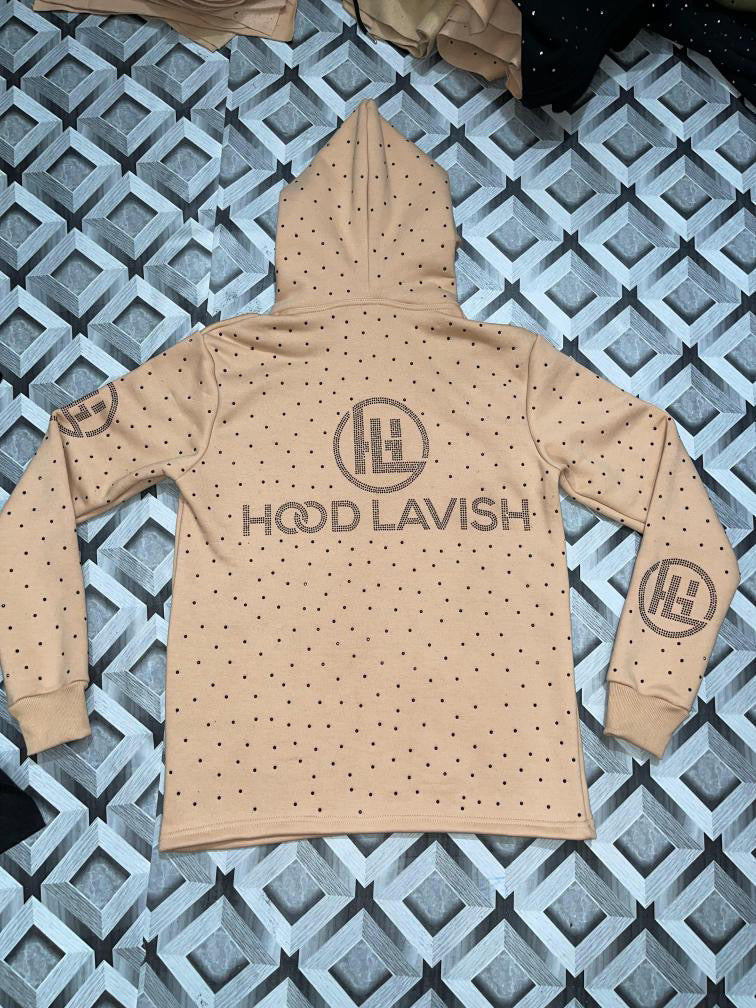 Black/Nude Embroidered Black Diamond Jogging Suit