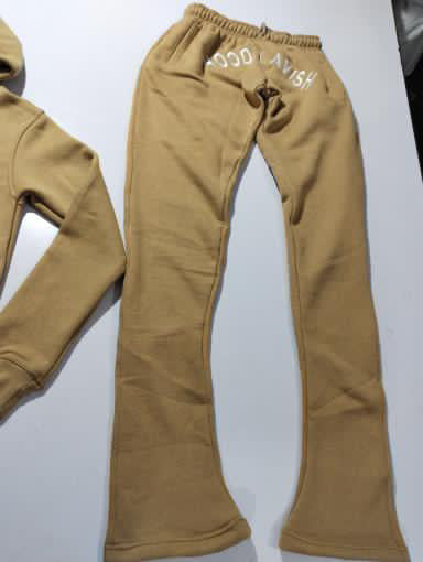 Ladies Tan Stacked Jogging Suit