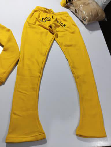 Unisex Yellow Stacked Jogging Suit