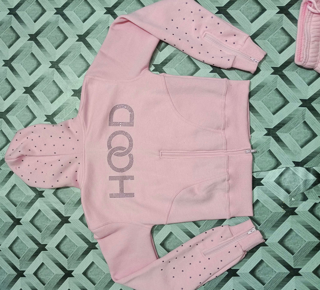 “Sweet Pink” Women’s Crop Top Jogging Suit