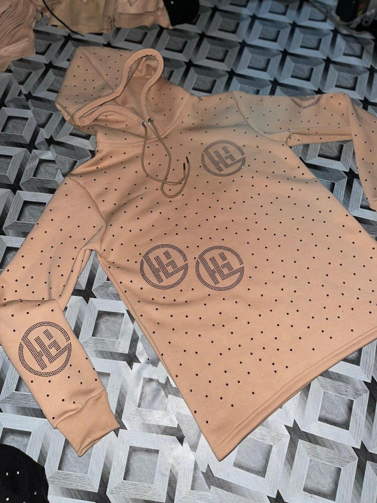 Black/Nude Embroidered Black Diamond Jogging Suit