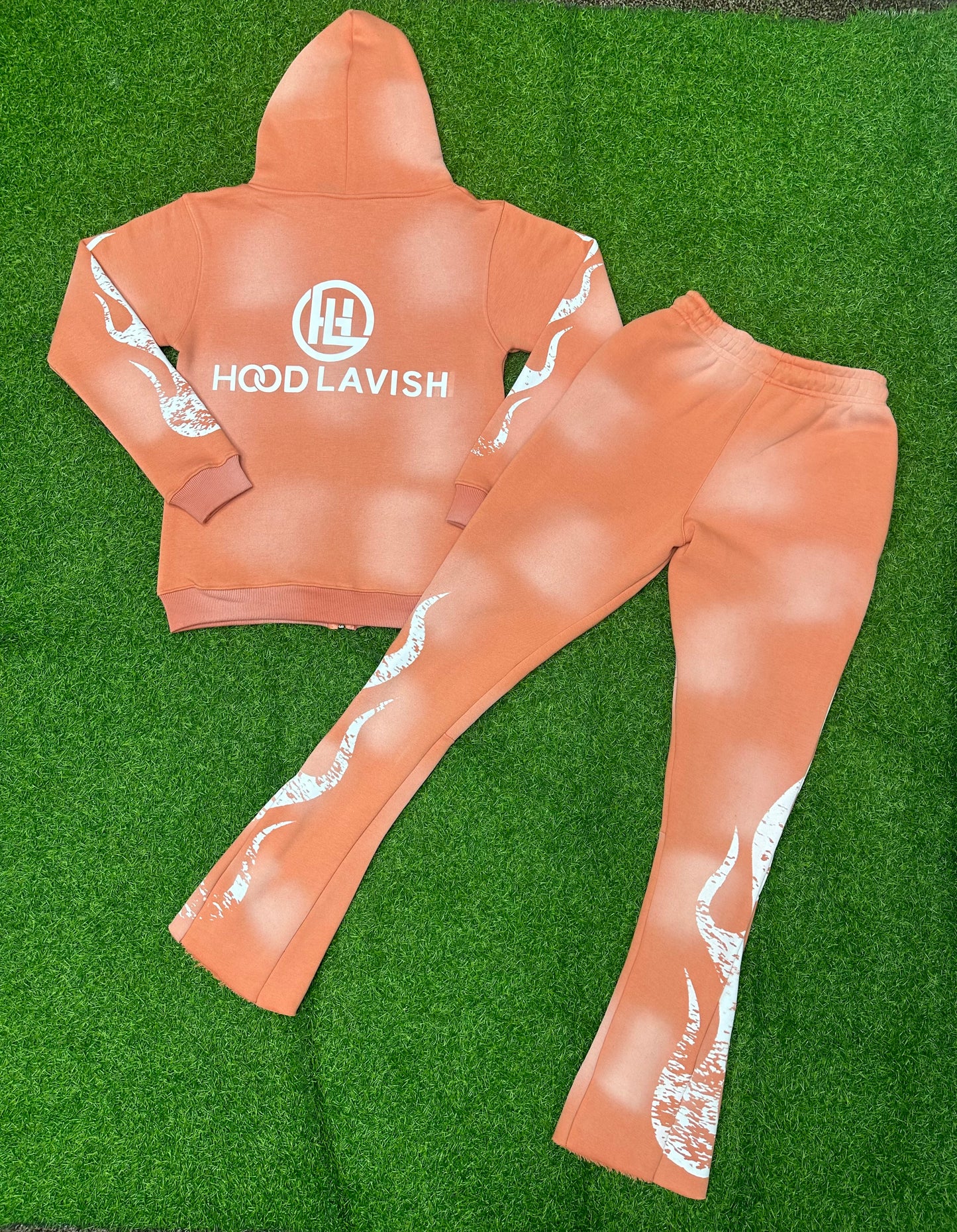 Peach Faded Stacked Jogging Suit