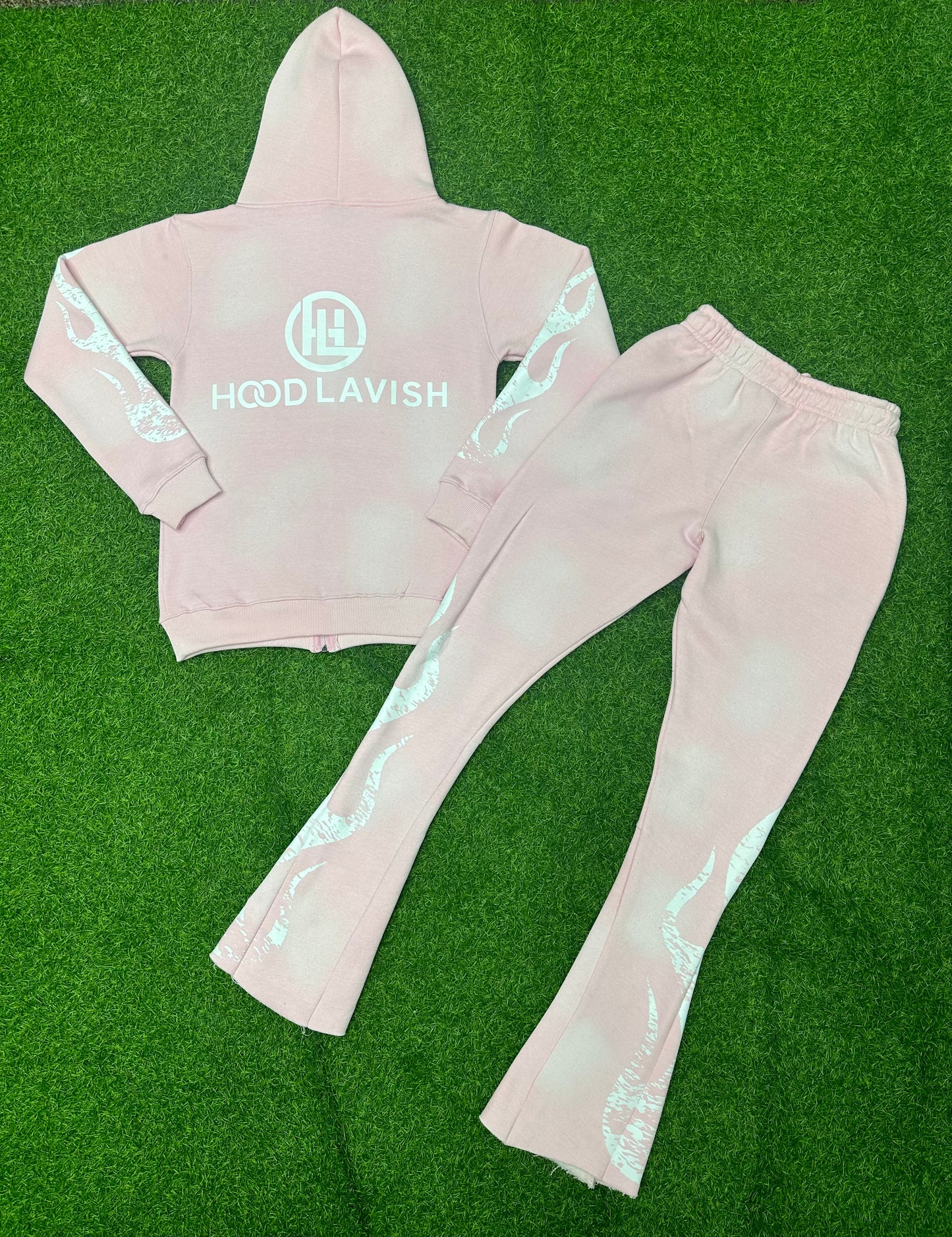 Pink faded stacked Jogging suits