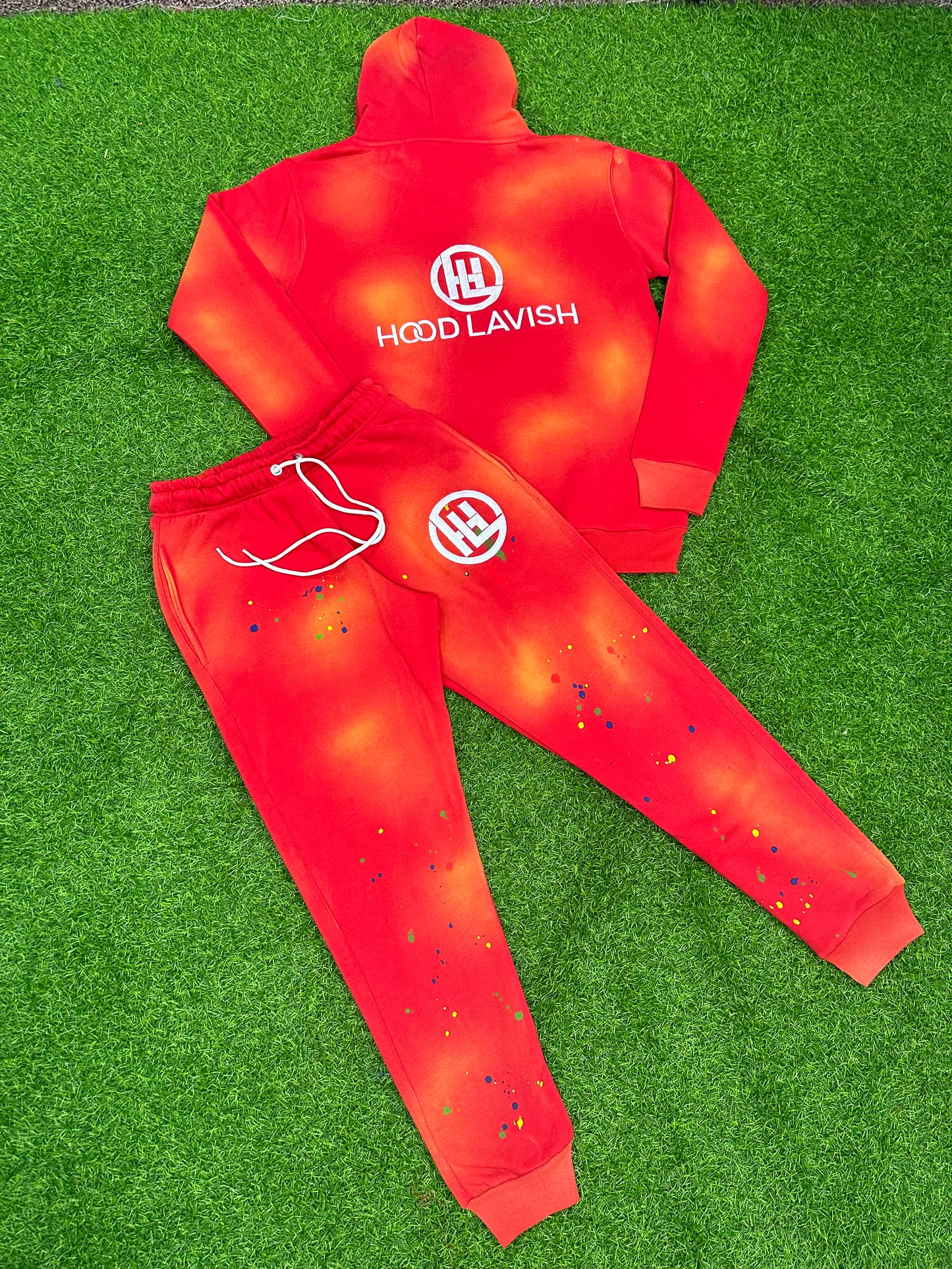 Red Splash Paint Cotton Jogging Suit